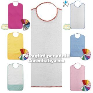bavaglini per adulti in cotone lavabili e impermeabili e colorati